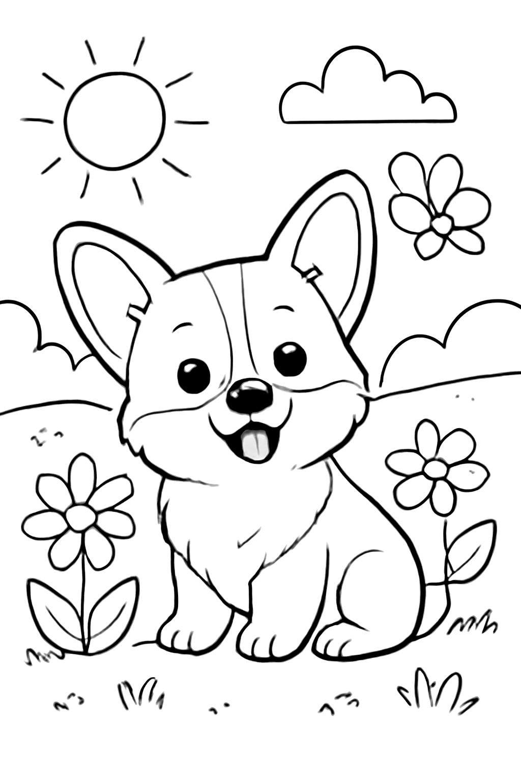 Free printable Small corgi coloring page for kids