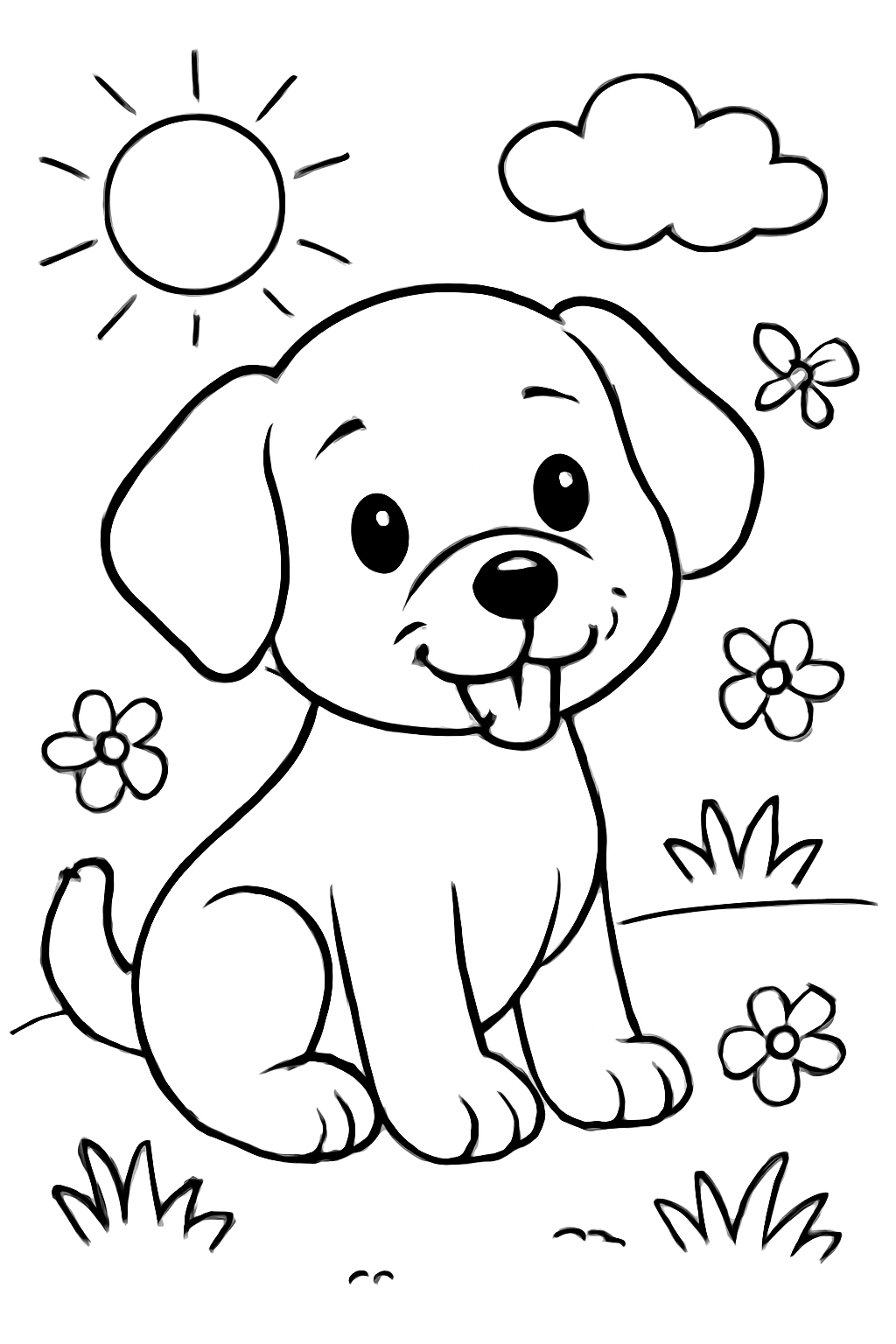 Free printable Cute doggy coloring page for kids