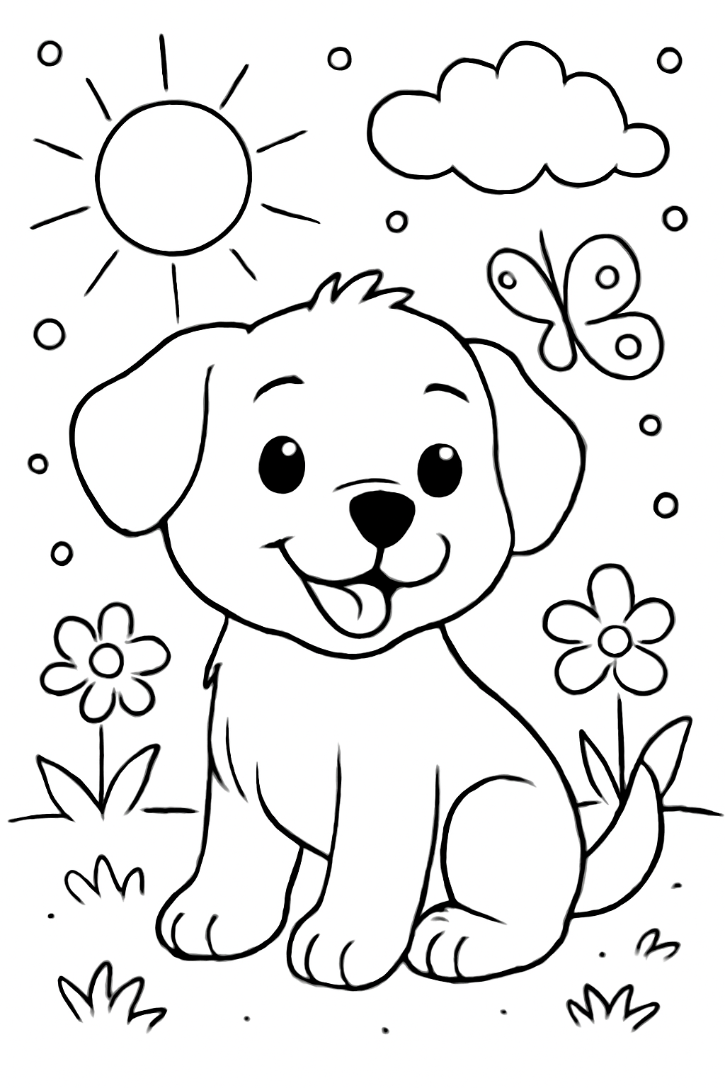 Free printable Cute doggy coloring page for kids