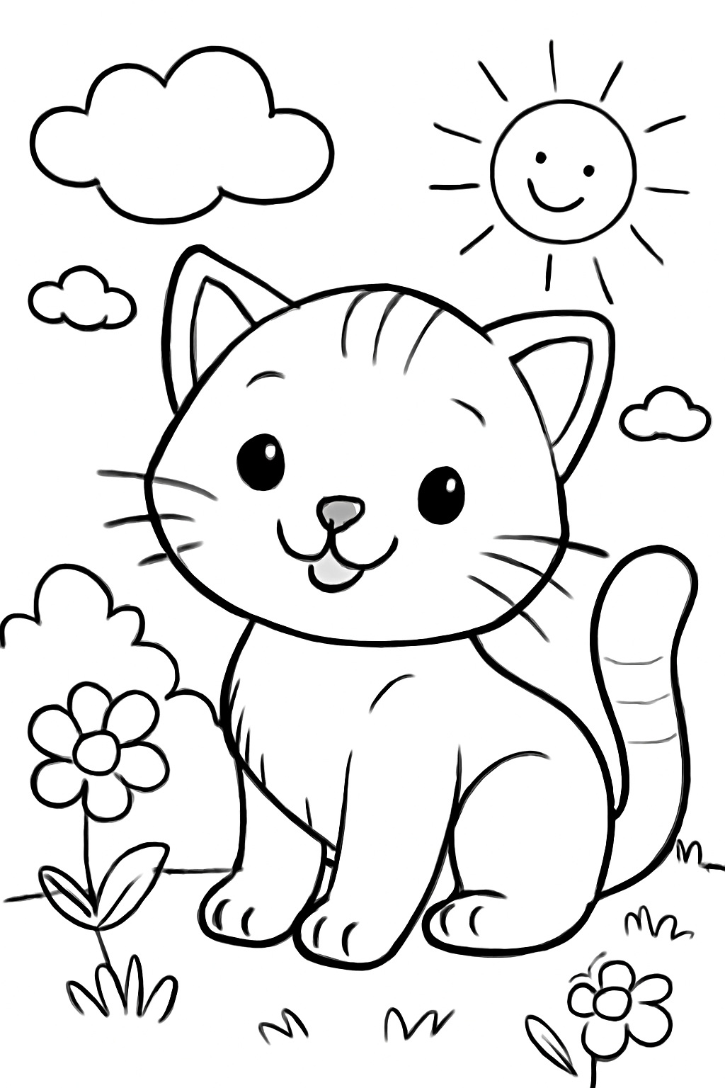 Free printable Cute kitty coloring page for kids