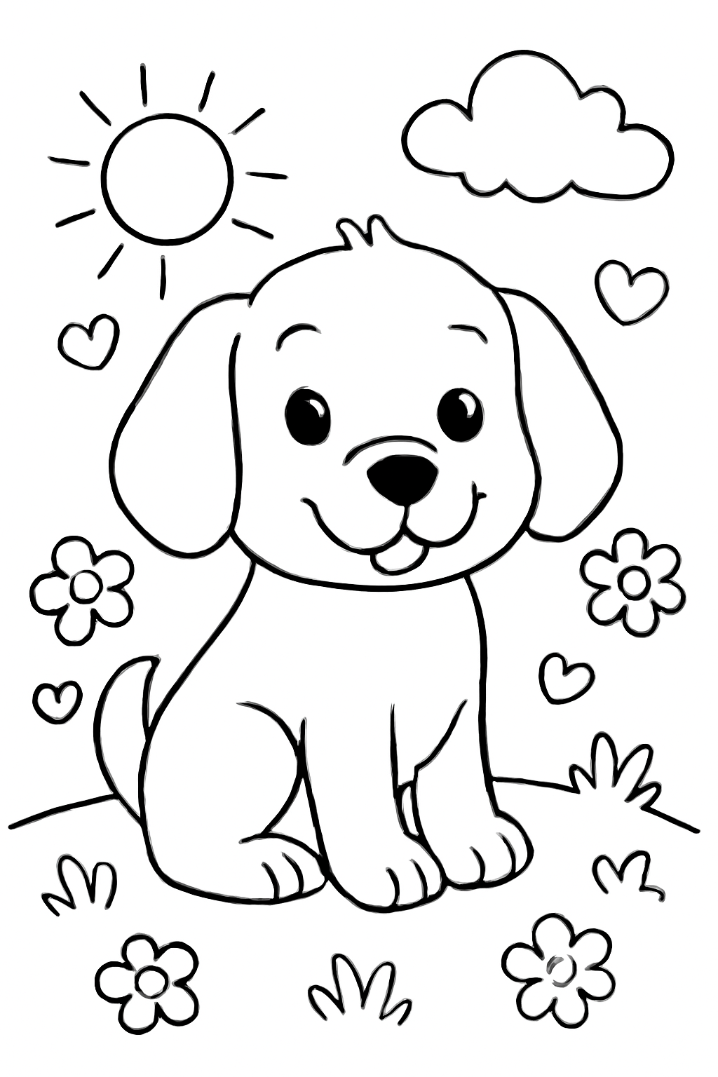 Free printable Cute doggy coloring page for kids