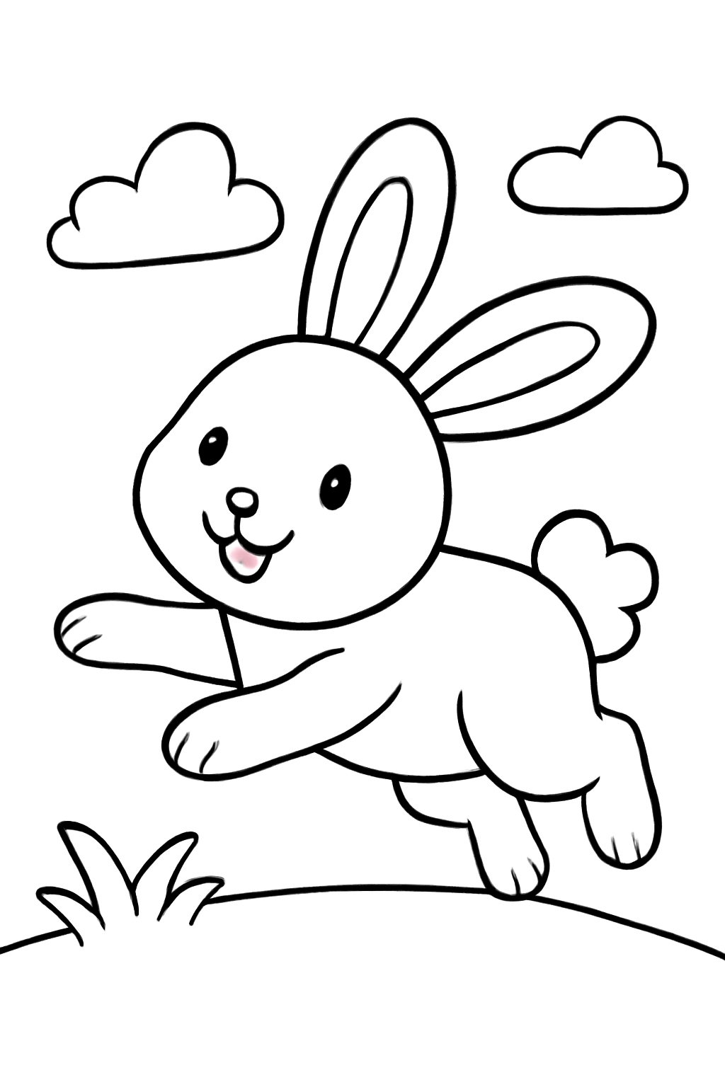 Free printable a hopping bunny coloring page for kids