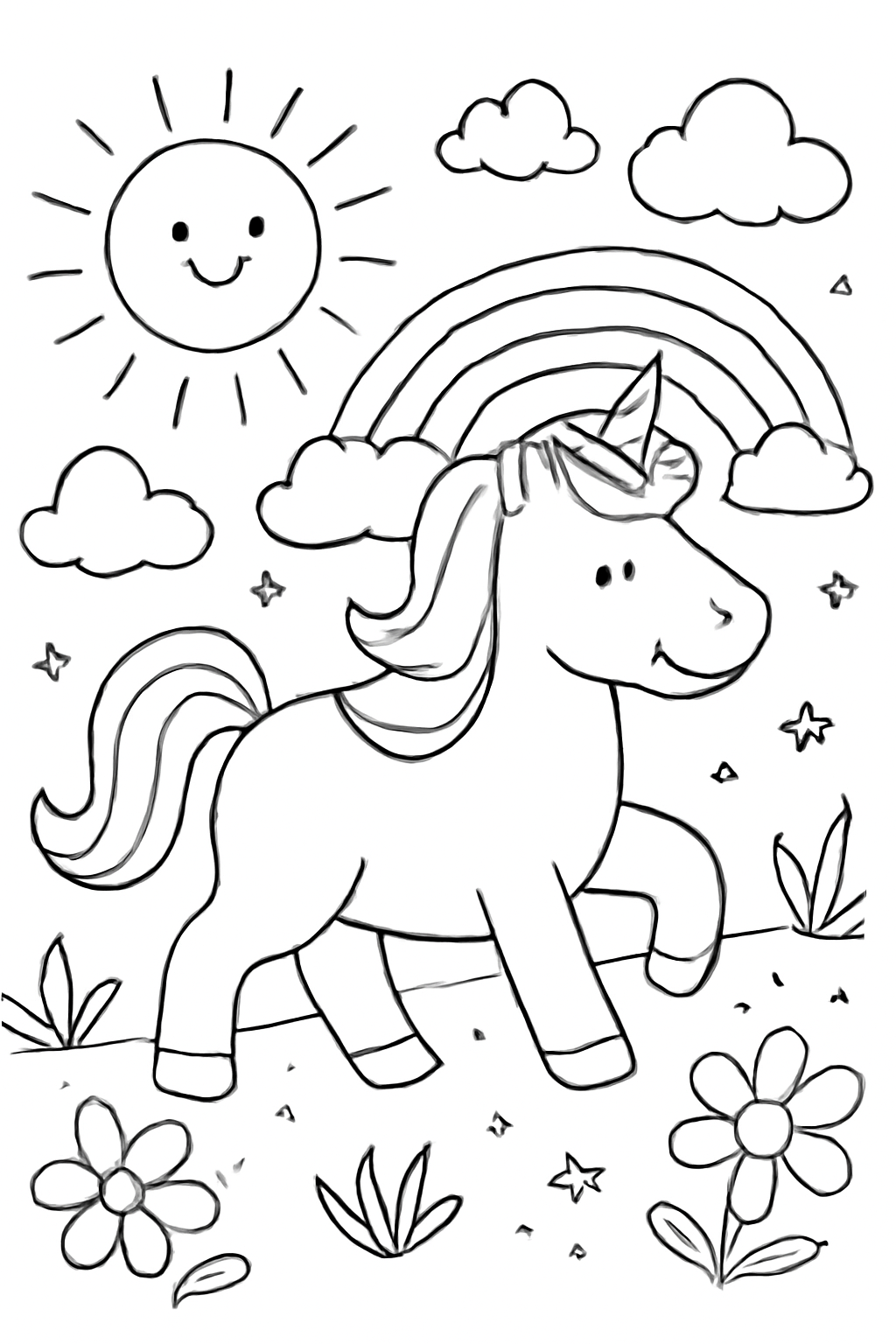 Free printable Unicorn ￼ coloring page for kids