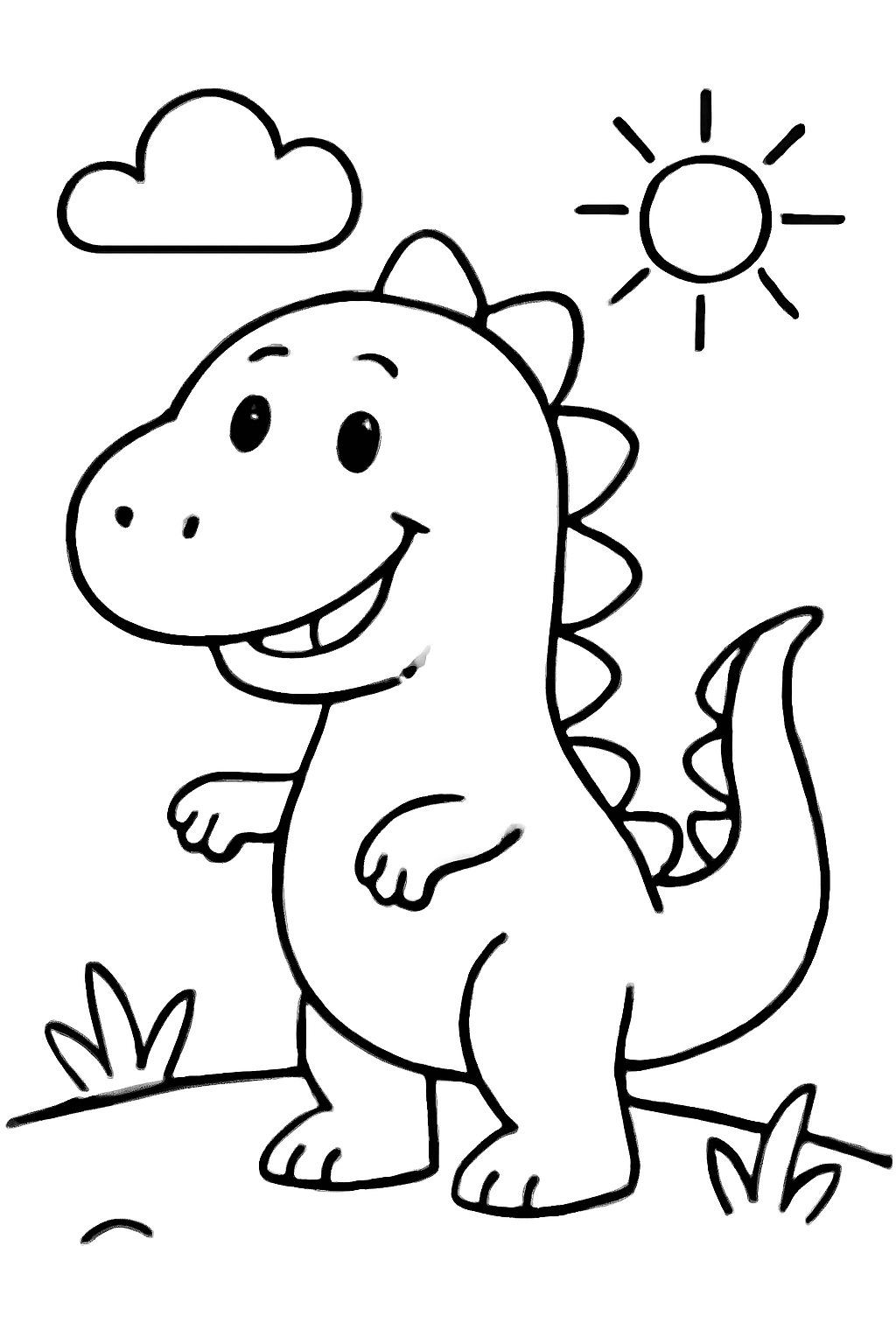Free printable a cheerful dinosaur coloring page for kids