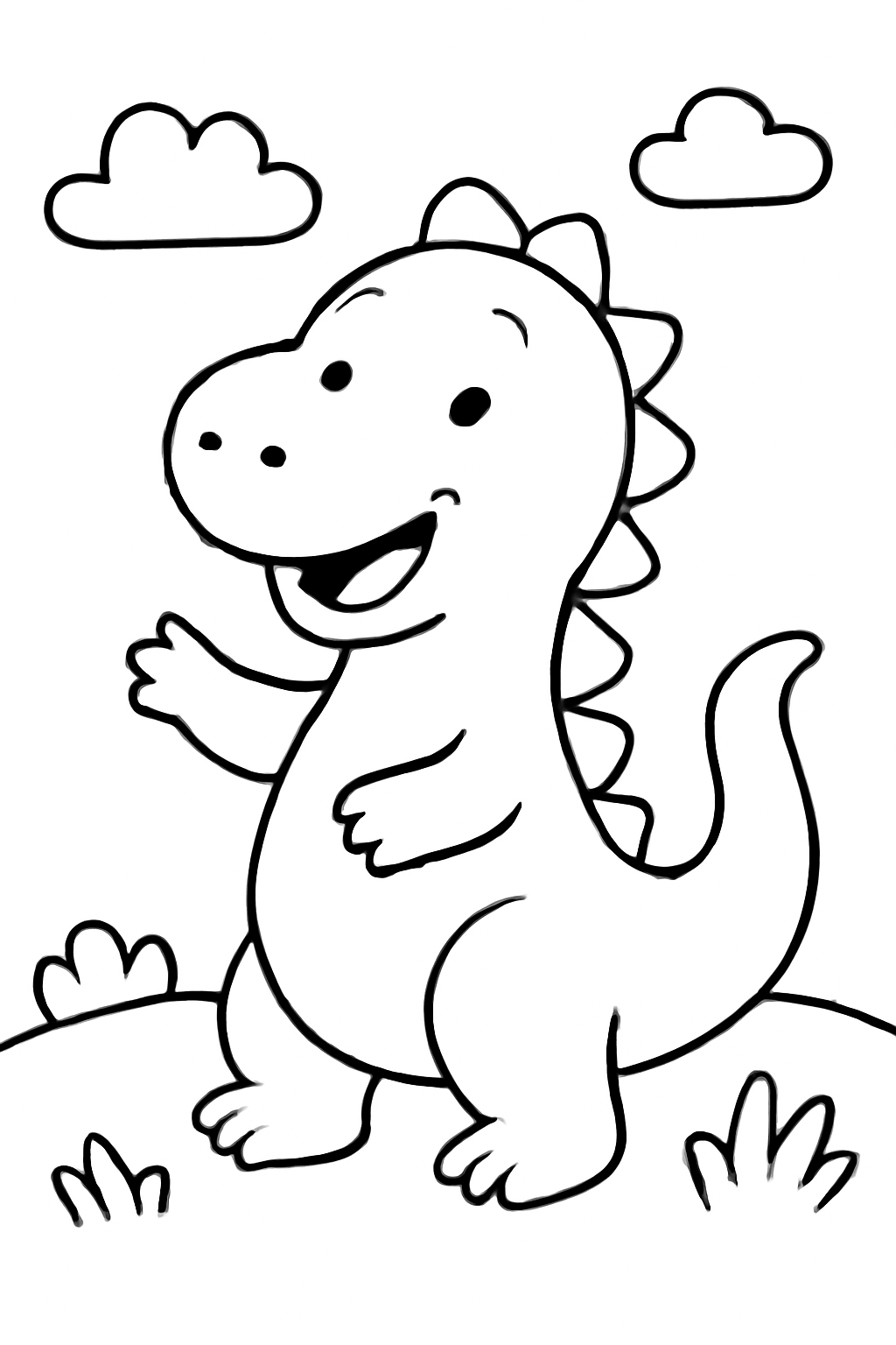 Free printable a cheerful dinosaur coloring page for kids