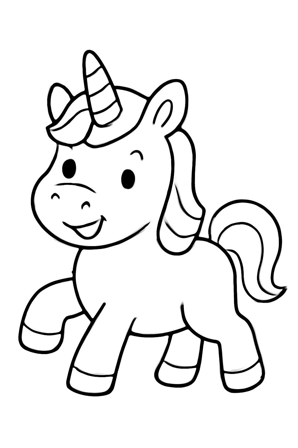 Free printable a friendly unicorn coloring page for kids