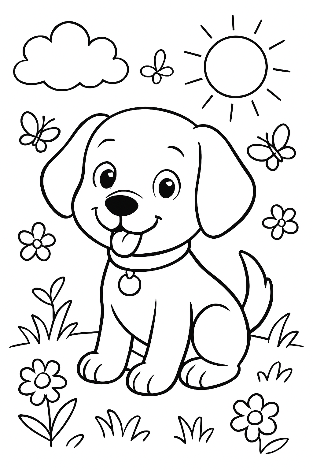 Free printable cute doggie coloring page for kids