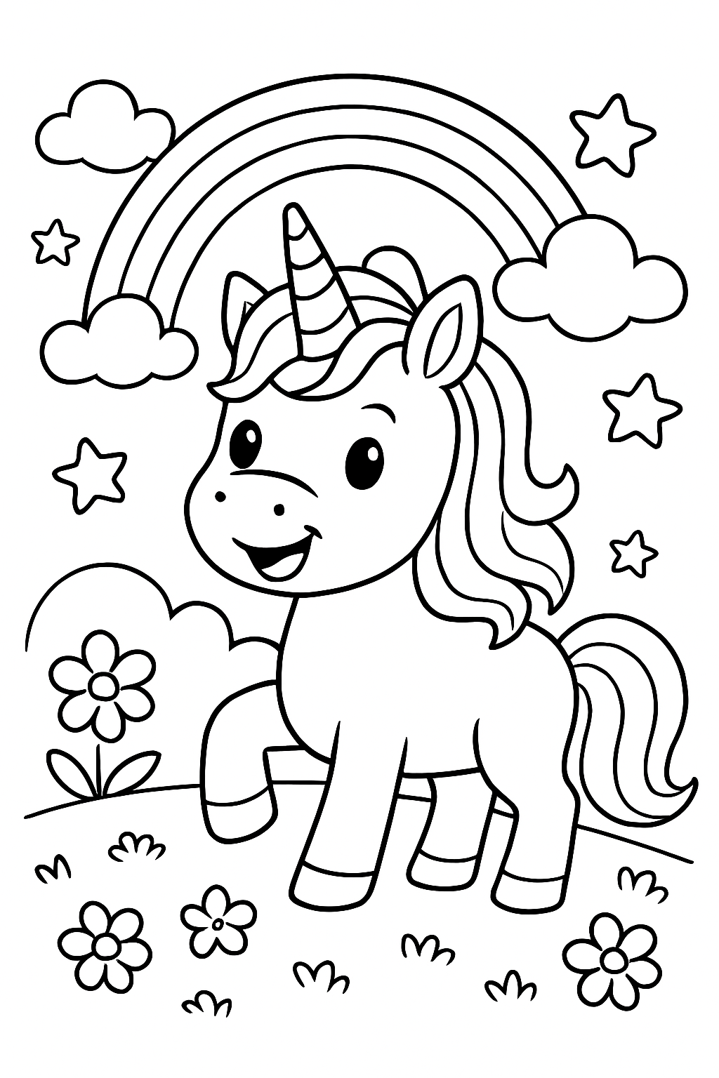 Free printable a unicorn coloring page for kids