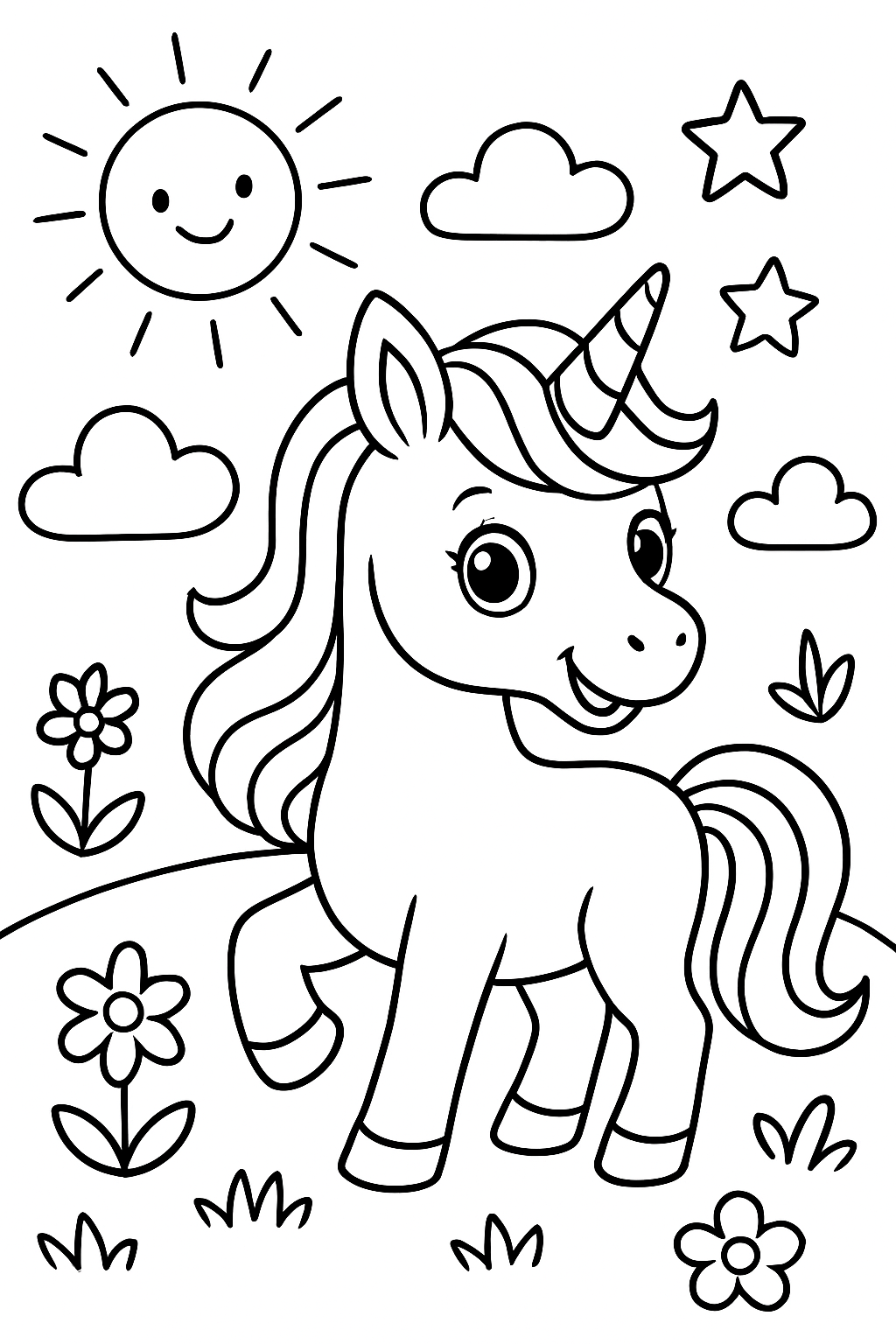 Free printable a unicorn coloring page for kids