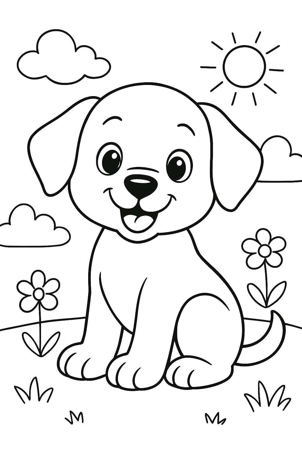 Free printable cute doggie coloring page for kids