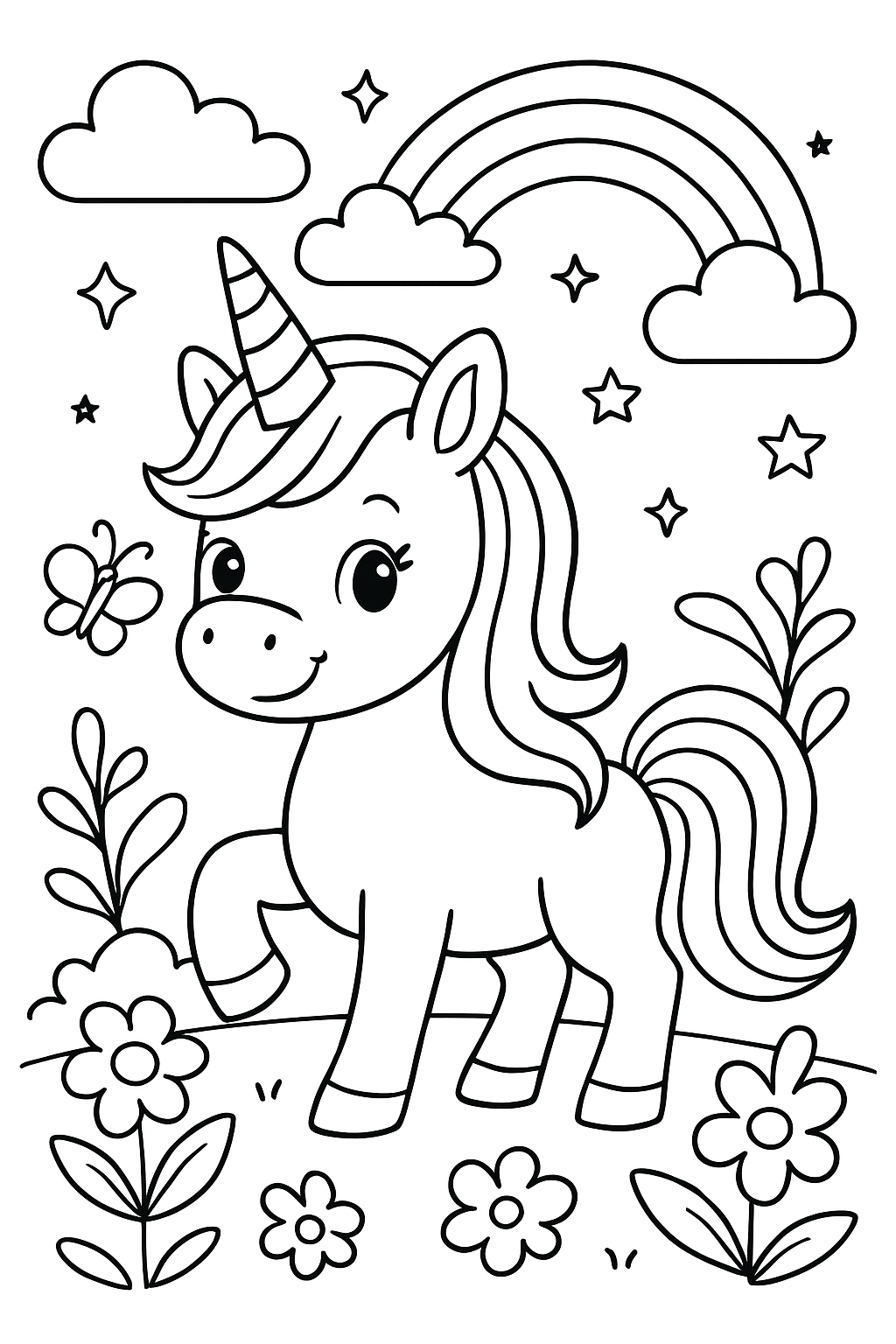 Free printable a unicorn coloring page for kids