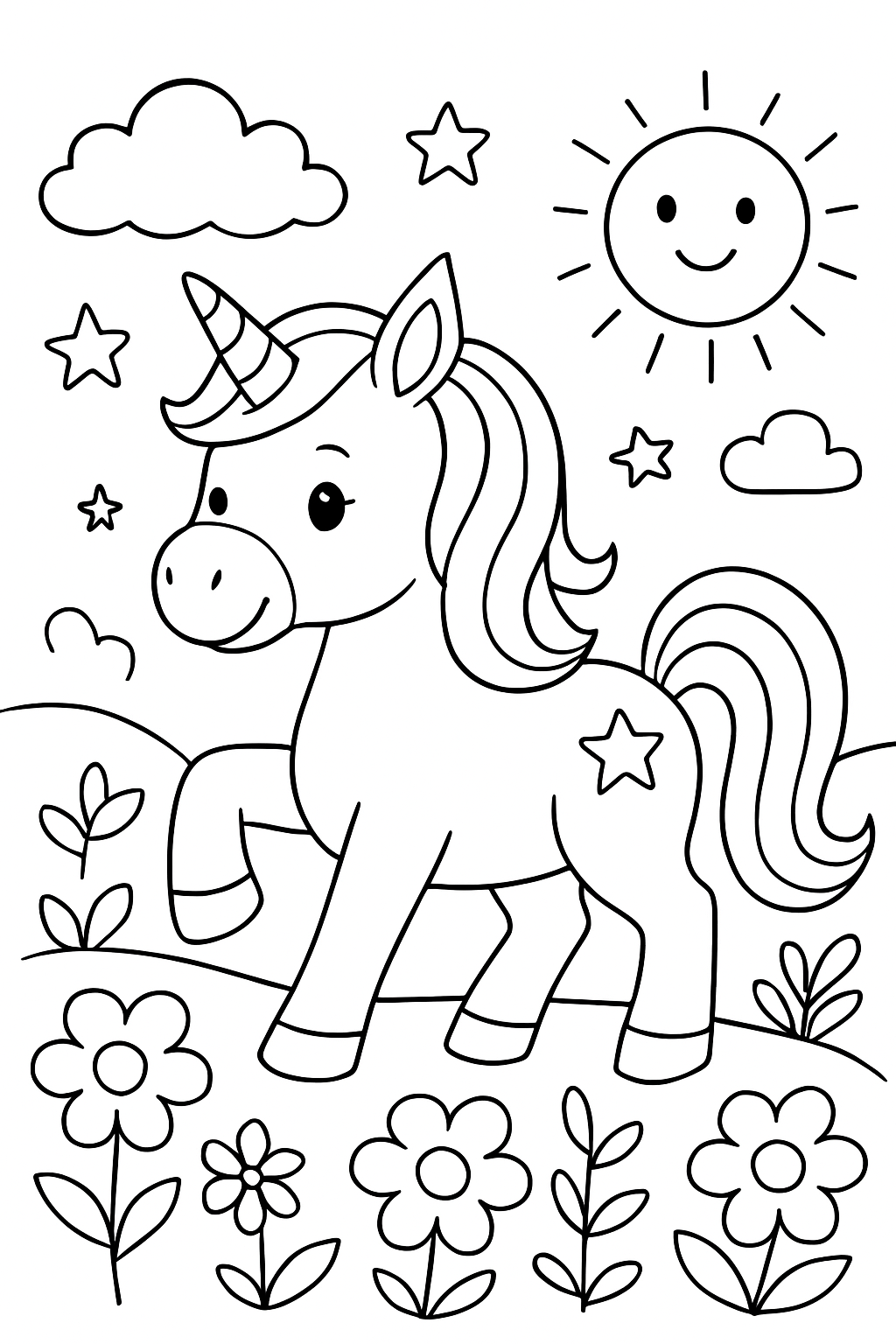 Free printable a unicorn coloring page for kids