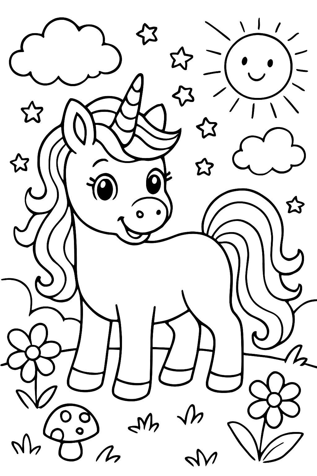 Free printable a unicorn coloring page for kids