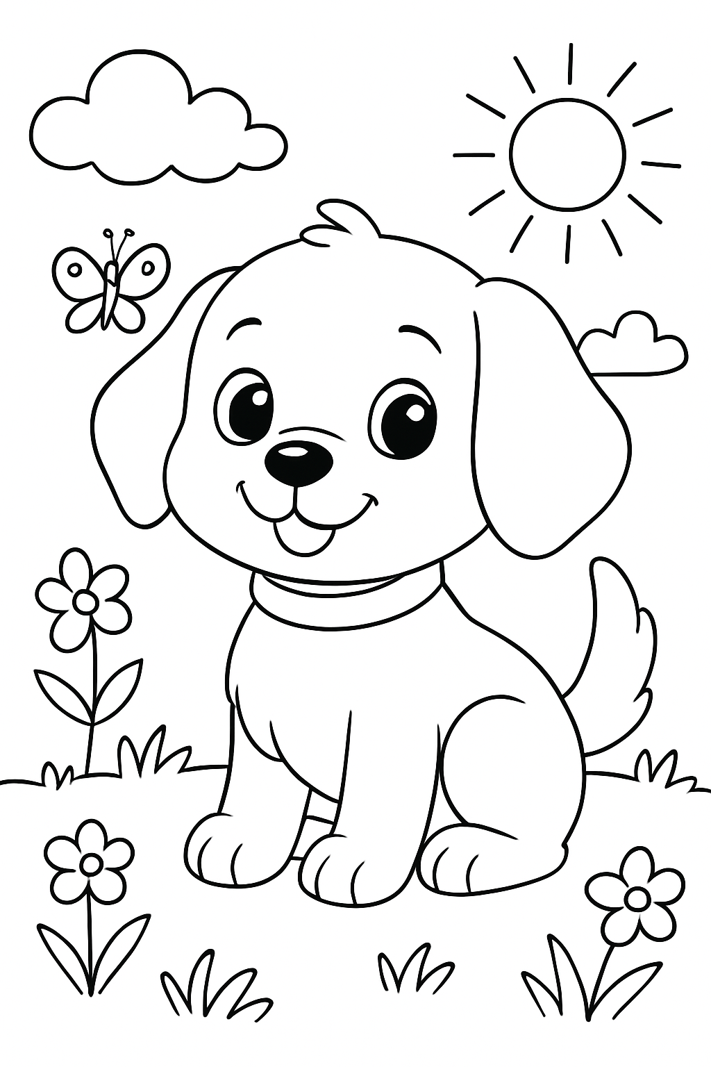 Free printable cute doggie coloring page for kids