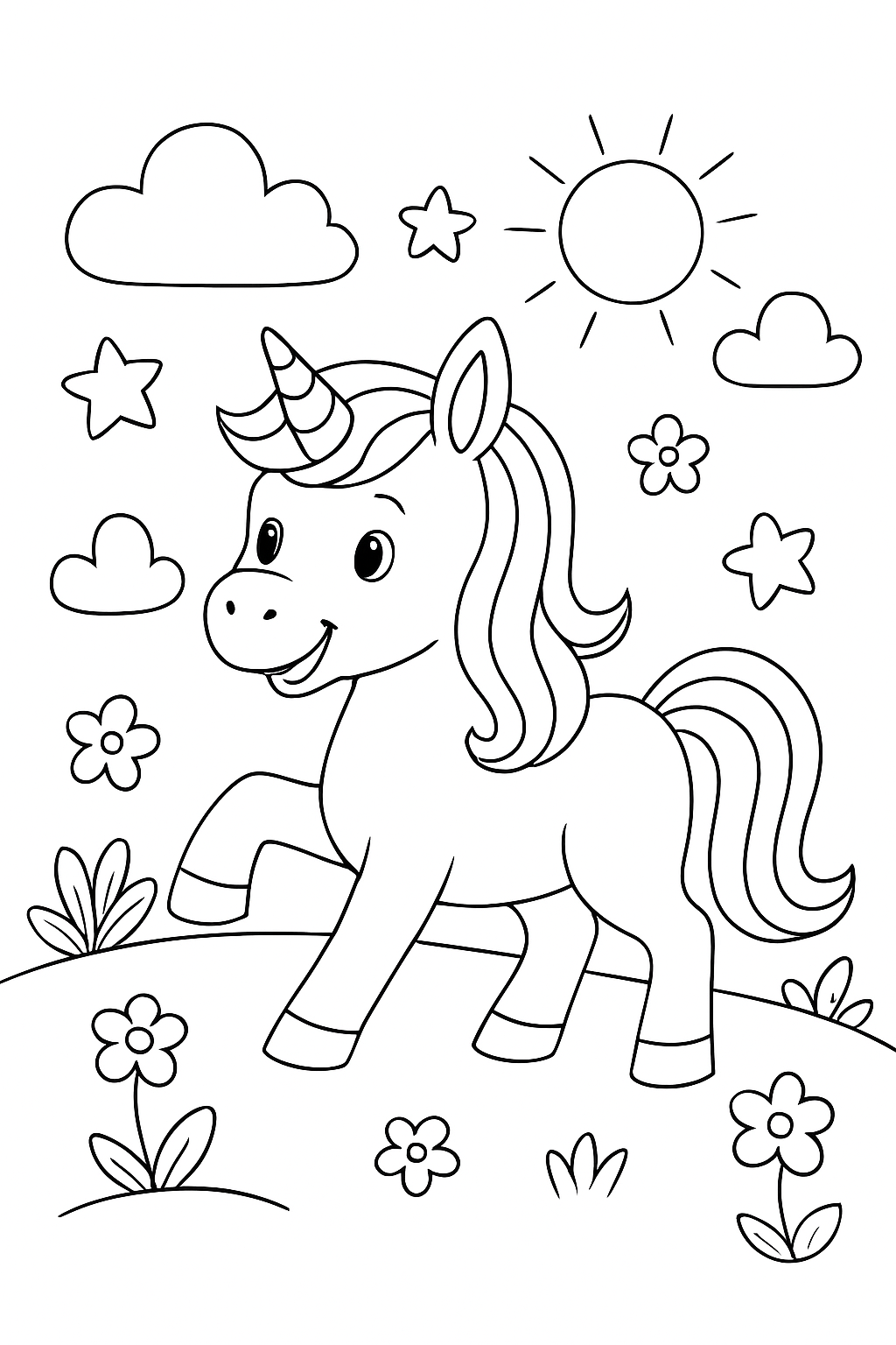 Free printable a unicorn coloring page for kids