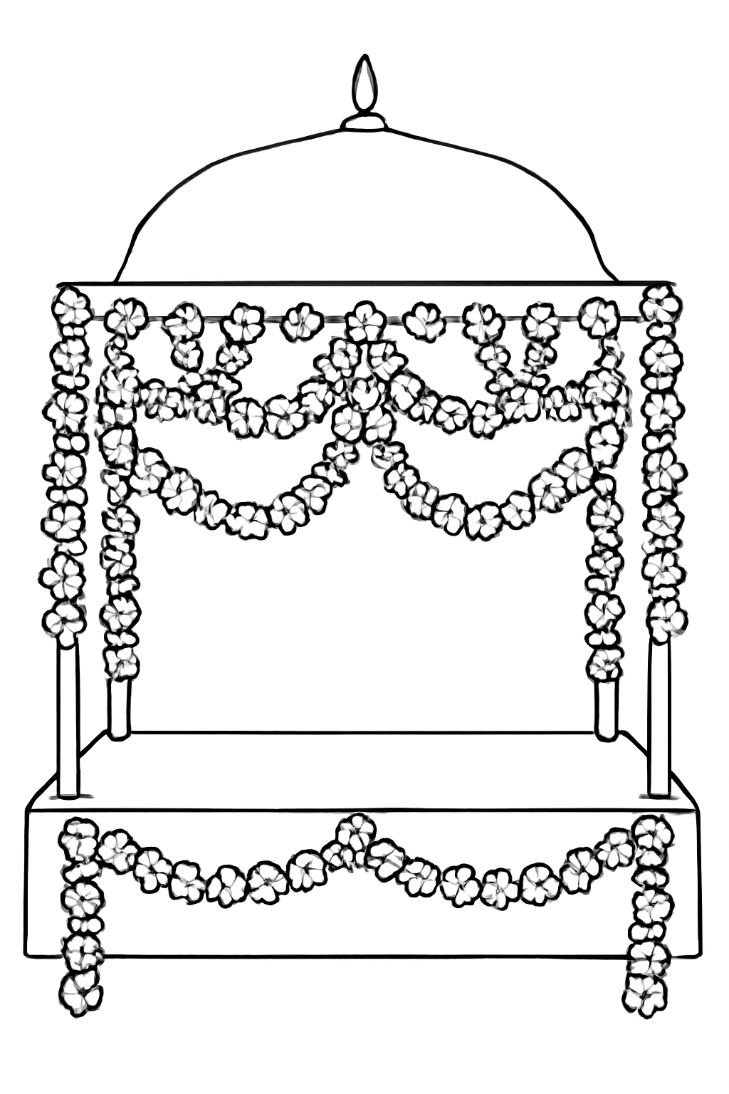 Free printable Gurpurab canopy decorated with marigolds coloring page for kids