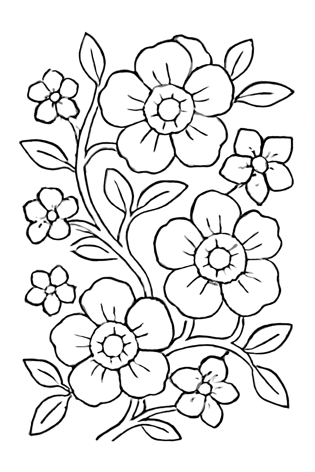 Free printable Lunar New Year paper cutting patterns of flowers coloring page for kids