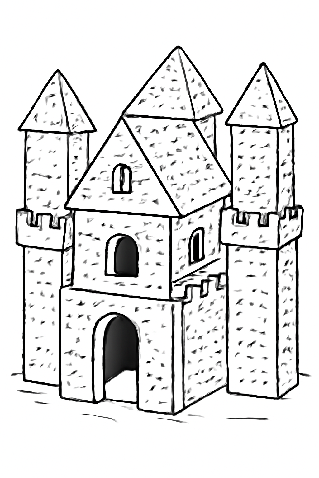 Free printable Passover matzah house built like a card castle coloring page for kids
