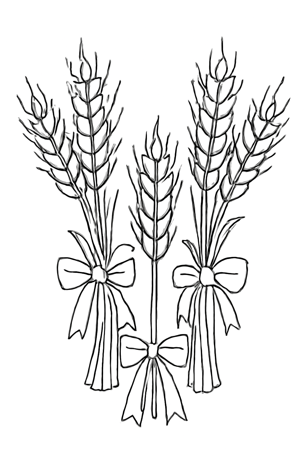 Free printable sheaves of wheat tied with ribbons for Vaisakhi coloring page for kids