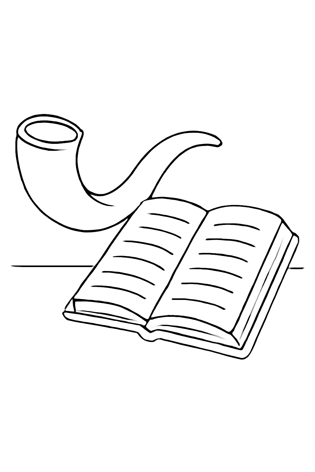 Free printable shofar and prayer book arranged respectfully for Yom Kippur coloring page