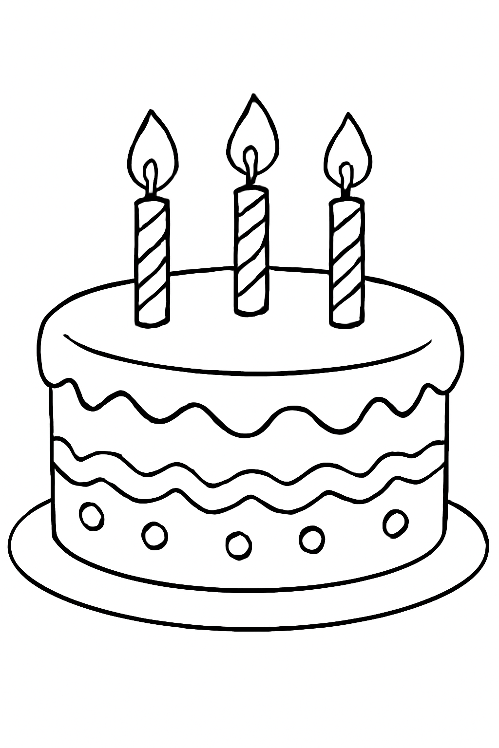 Free printable birthday cake with candles coloring page for kids